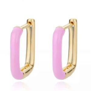 Hot Pink/Gold Hoop Cuff Earrings